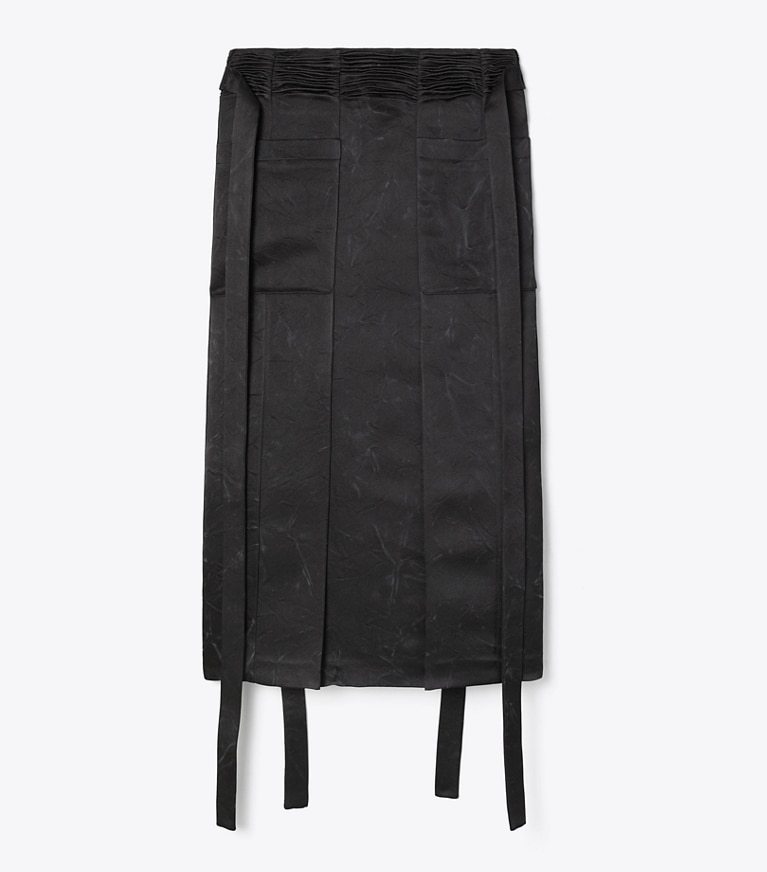 Tory Burch designer bottoms Silk Satin Skirt in Black front