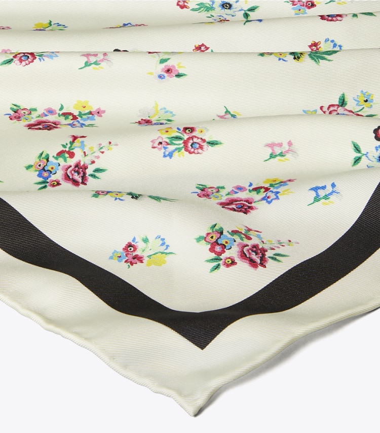 Tory Burch designer scarves Silk Triangle Scarf in Ditsy Floral Ivory detail
