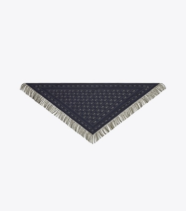 Tory Burch designer scarves Silk Triangle Scarf in Navy overhead