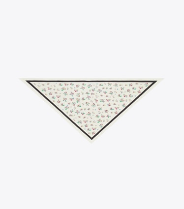 Tory Burch designer スカーフ・マフラー シルク トライアングル スカーフ in Ditsy Floral Ivory オーバーヘッド