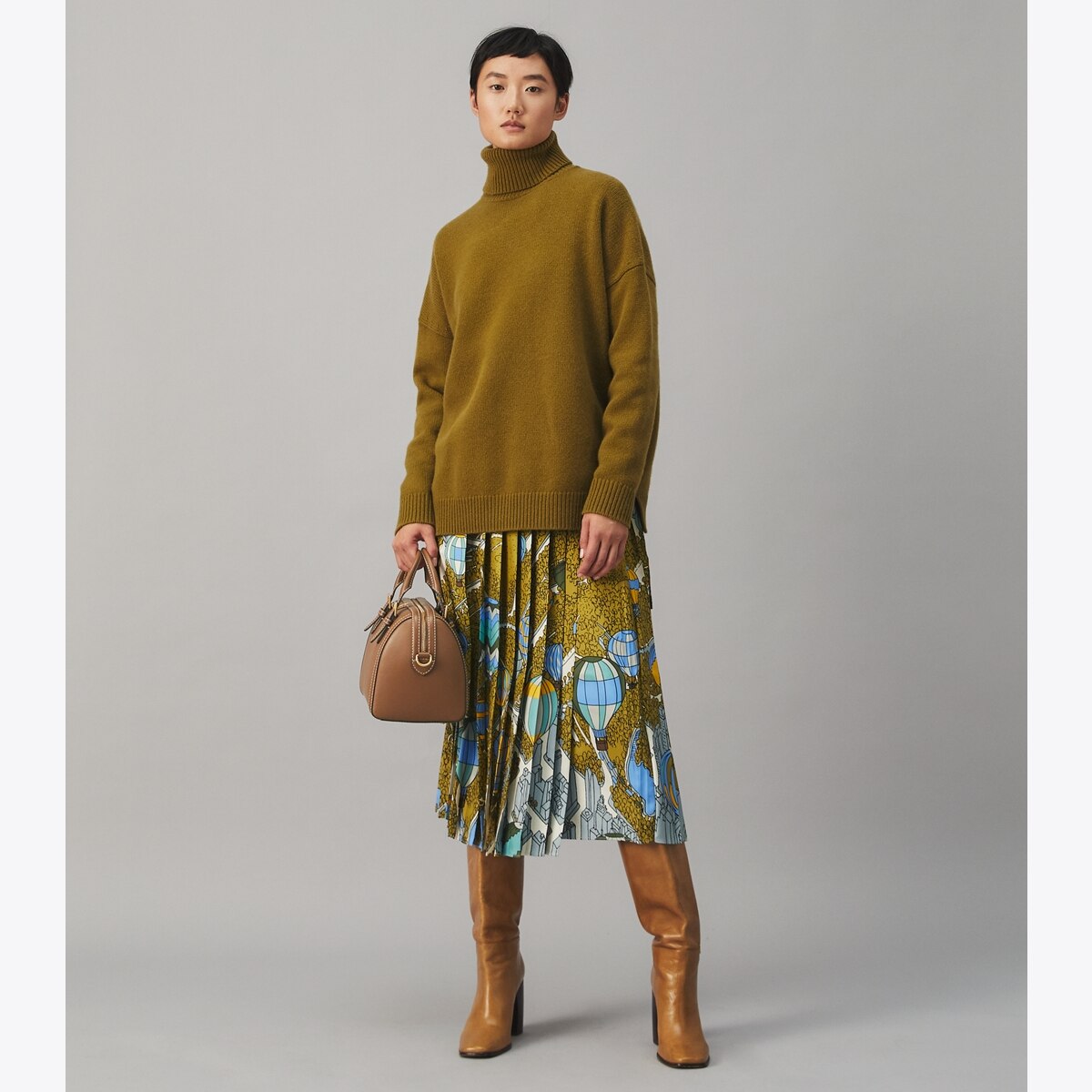 Silk Twill Pleated Wrap Skirt: Women's Designer Bottoms