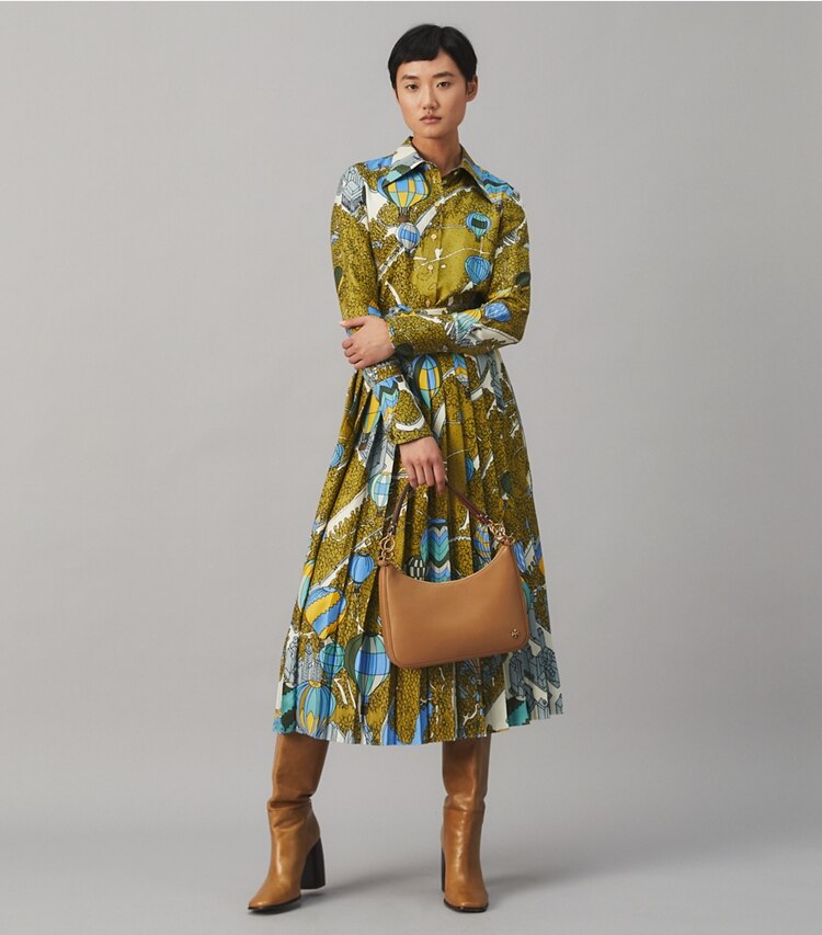 Tory Burch designer tops Silk Twill Shirt in BALLOONS IN THE SKY on model front