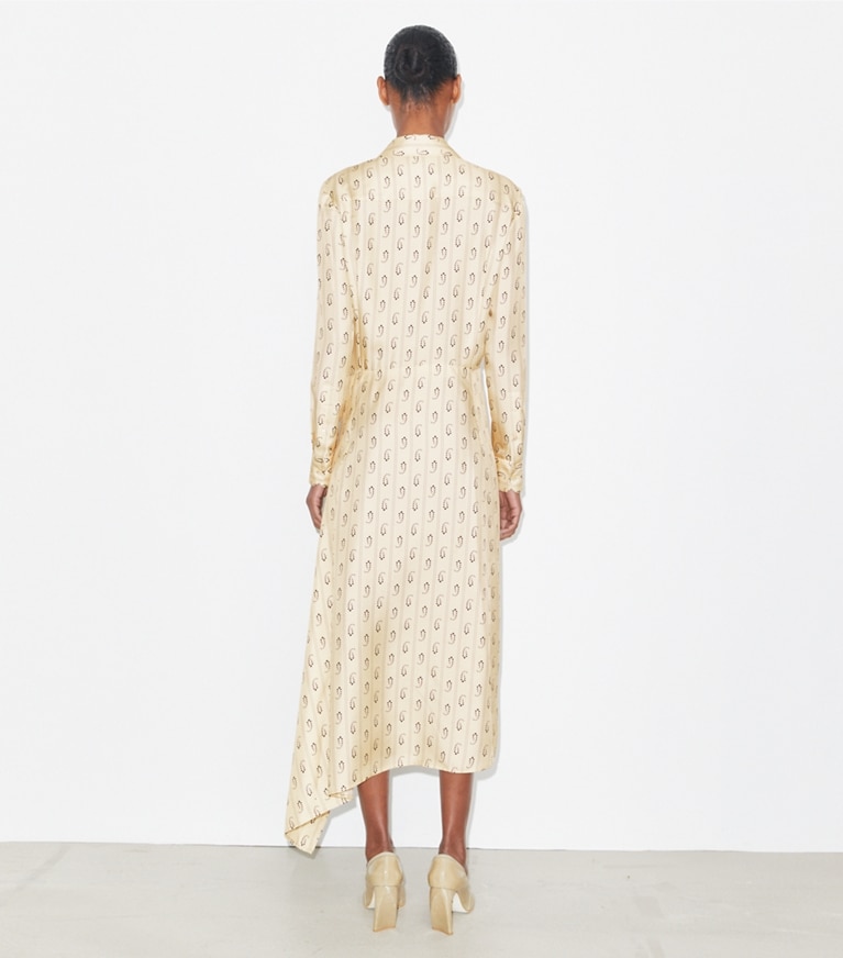 Tory Burch designer dresses Silk Wrap Dress in Playa Pajama Print front