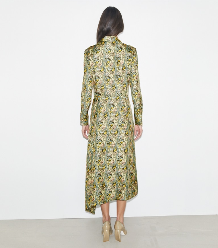 Tory Burch designer dresses Silk Wrap Dress in Blue Dream Paisley front