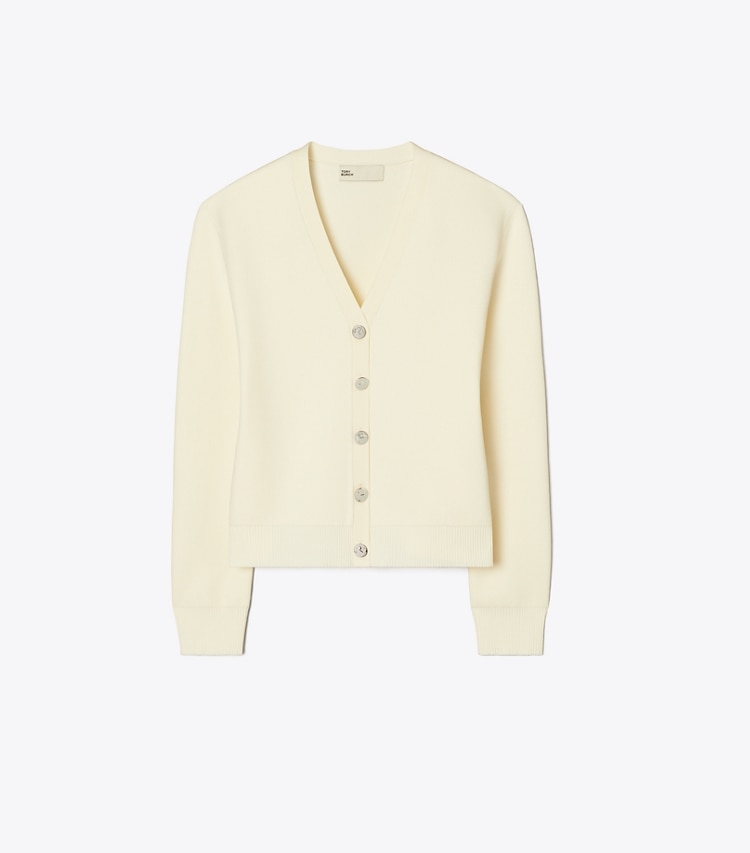 Tory Burch designer sweaters Simone Cardigan in NEW IVORY front