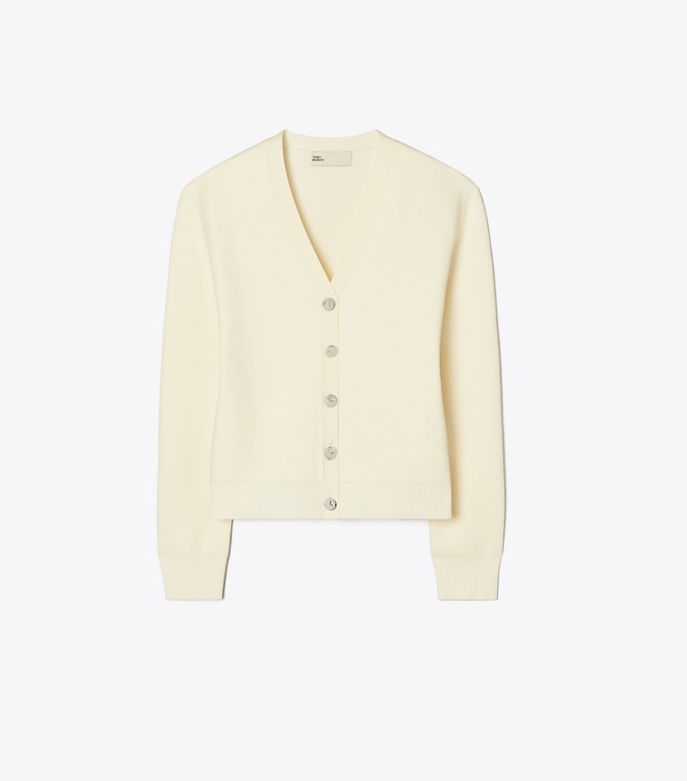 Tory Burch designer sweaters Simone Cardigan in NEW IVORY front