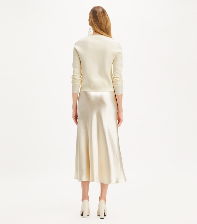 Tory Burch designer sweaters Simone Cardigan in NEW IVORY front
