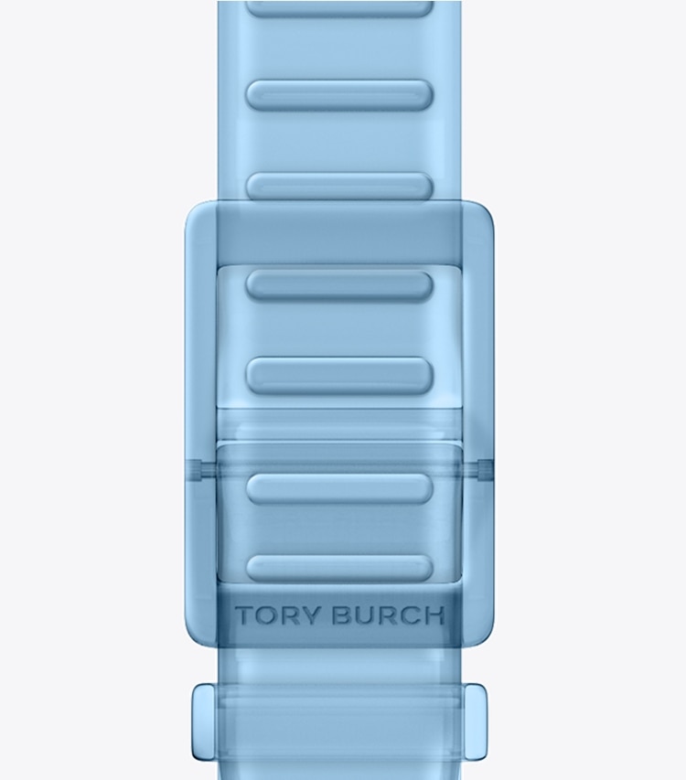 Tory Burch designer smart watches Single T Jelly Band for Apple Watch® in LIGHT BLUE back