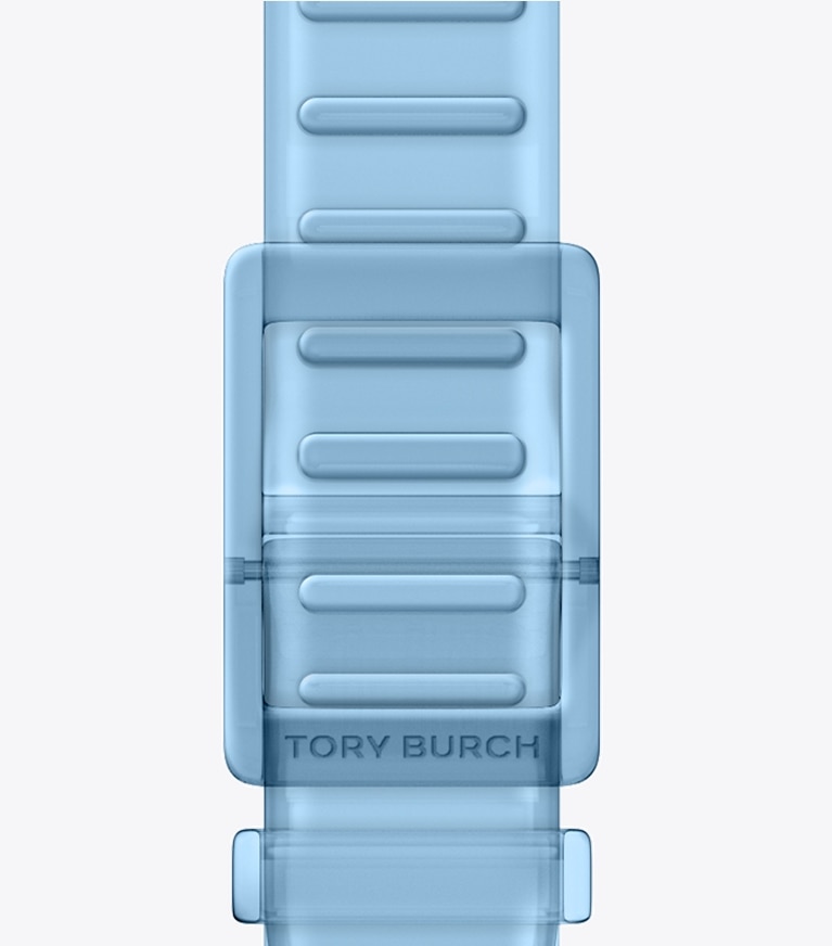 Tory Burch designer smart watches Single T Jelly Band for Apple Watch® in LIGHT BLUE back