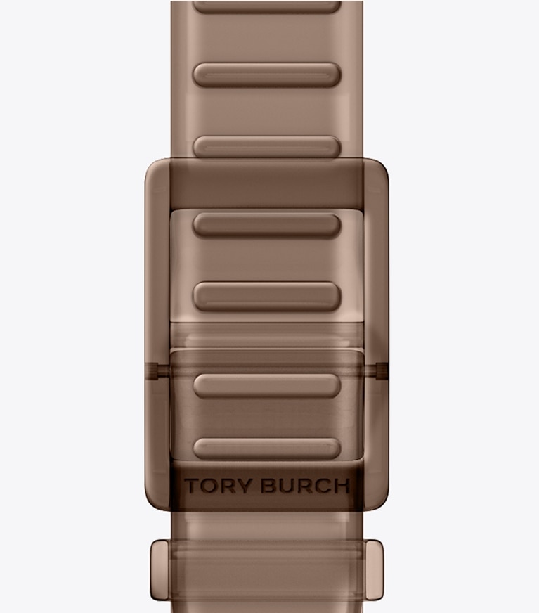 Tory Burch designer smart watches Single T Jelly Band for Apple Watch® in LIGHT BROWN back