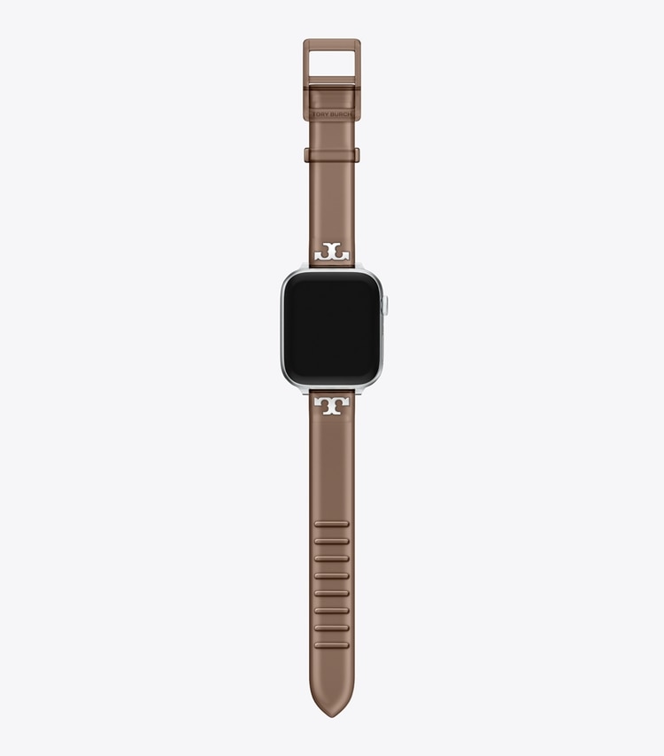 Tory Burch designer smart watches Single T Jelly Band for Apple Watch® in LIGHT BROWN front