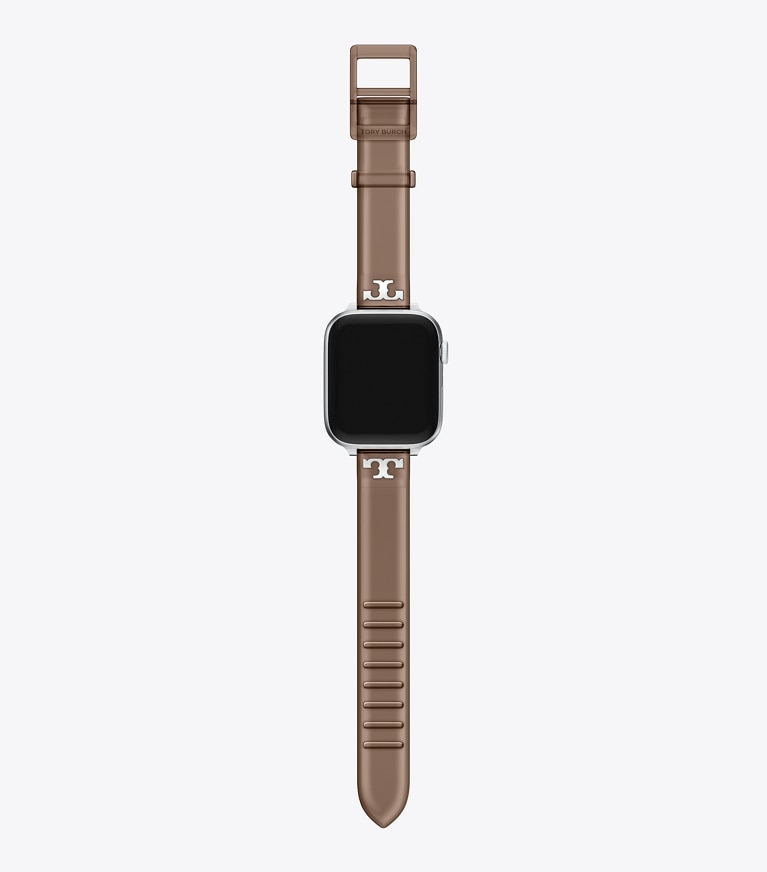 Tory Burch designer smart watches Single T Jelly Band for Apple Watch® in LIGHT BROWN front