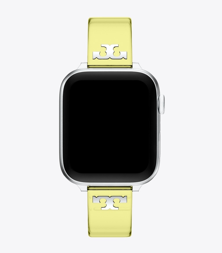 Tory Burch designer smart watches Single T Jelly Band for Apple Watch® in LIGHT YELLOW overhead
