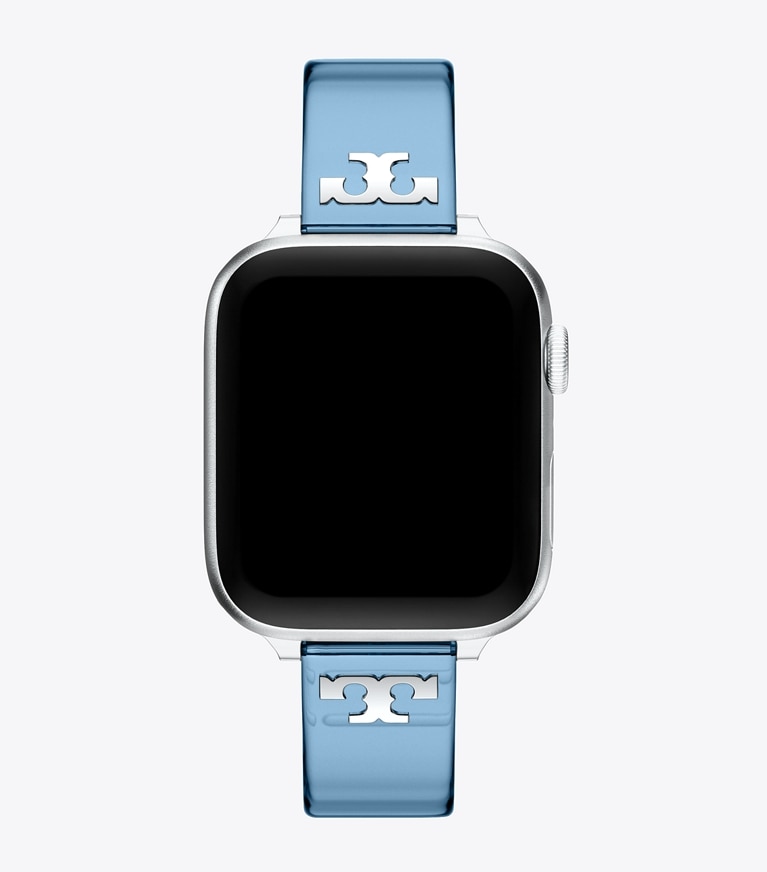 Tory Burch designer smart watches Single T Jelly Band for Apple Watch® in LIGHT BLUE overhead