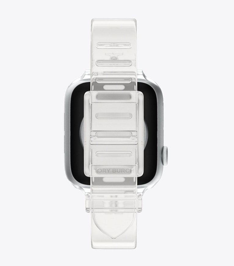 Tory Burch designer smart watches Single T Jelly Band for Apple Watch® in CLEAR packable reversible