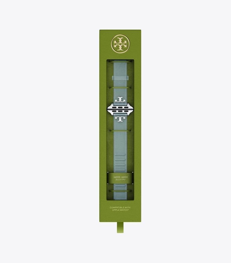 Tory Burch designer smart watches Single T Jelly Band for Apple Watch® in LIGHT BLUE watches box