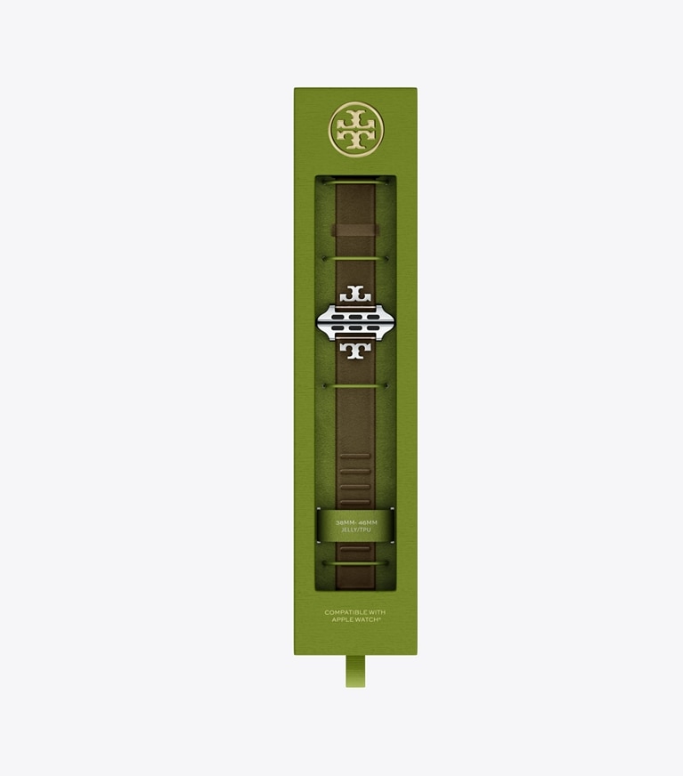 Tory Burch designer smart watches Single T Jelly Band for Apple Watch® in LIGHT BROWN watches box