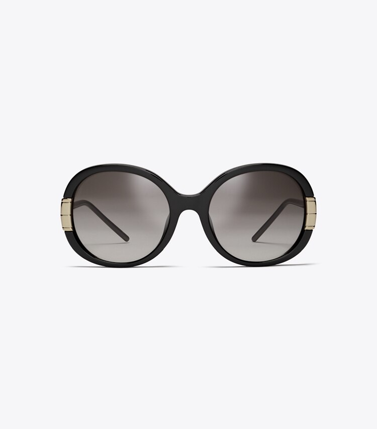 Tory Burch designer sunglasses & eyewear Single T Oval Sunglasses in BLACK front