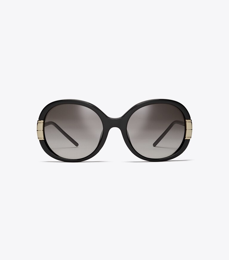 Tory Burch designer sunglasses & eyewear Single T Oval Sunglasses in BLACK front