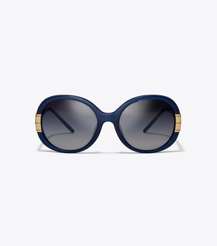 Tory Burch designer sunglasses & eyewear Single T Oval Sunglasses in NAVY front