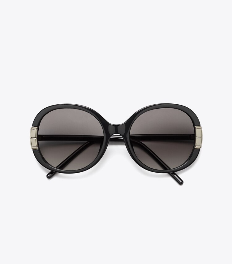 Tory Burch designer sunglasses & eyewear Single T Oval Sunglasses in BLACK overhead