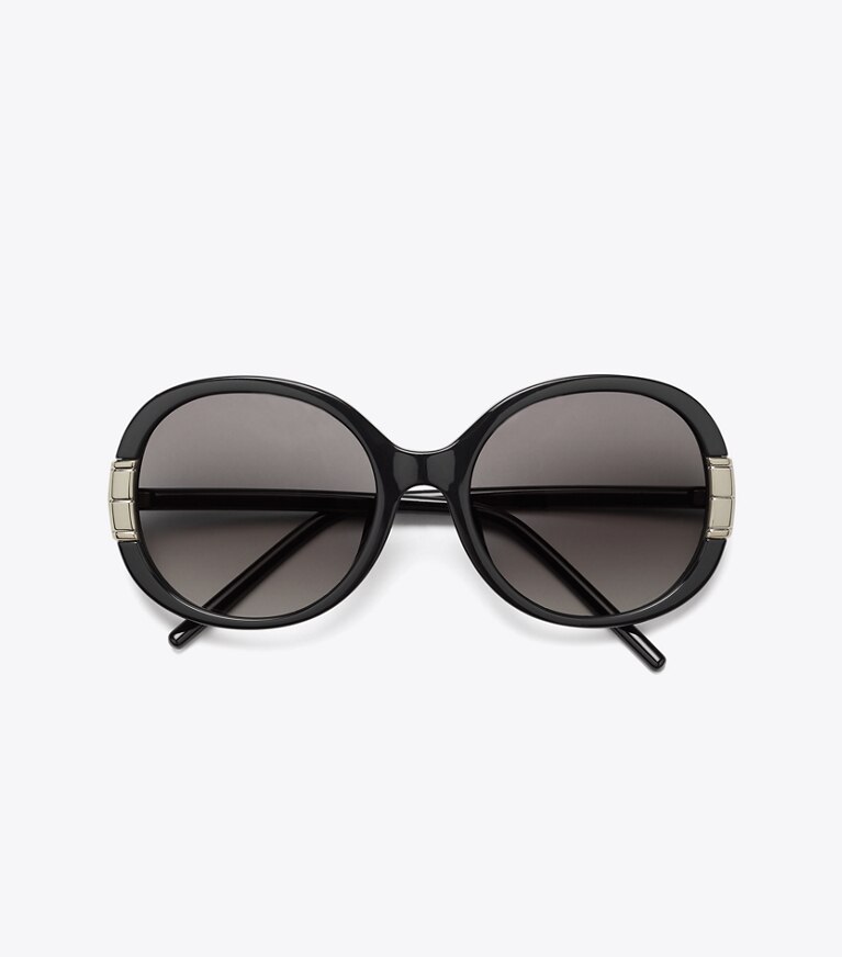 Tory Burch designer sunglasses & eyewear Single T Oval Sunglasses in BLACK front