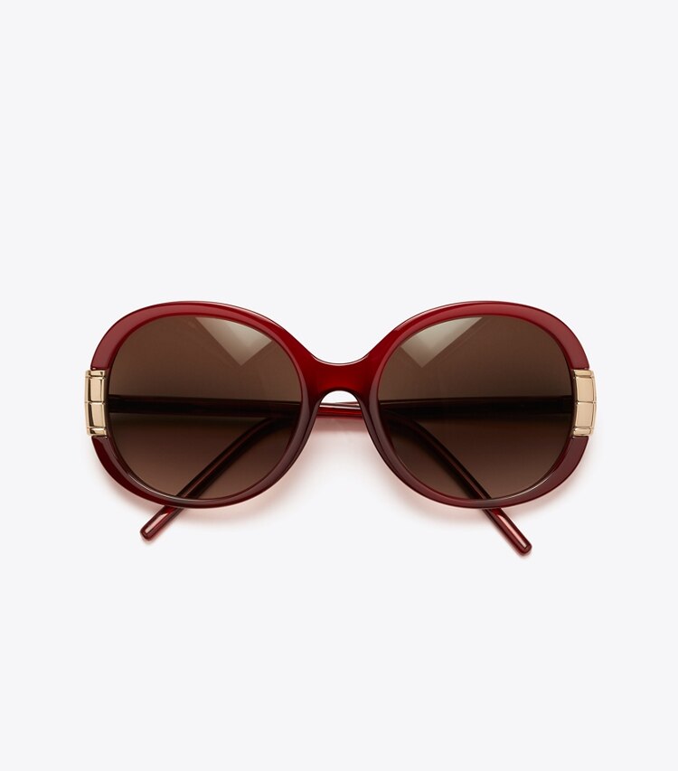 Tory Burch designer occhiali da vista & da sole Single T Oval Sunglasses in BORDEAUX superiore