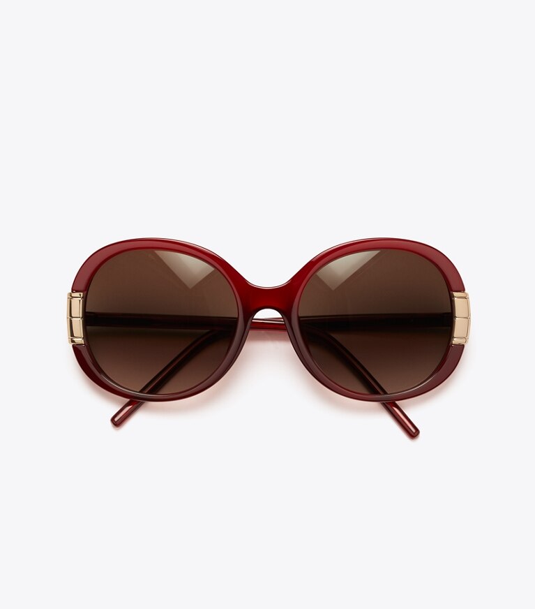 Tory Burch designer occhiali da vista & da sole Single T Oval Sunglasses in BORDEAUX front