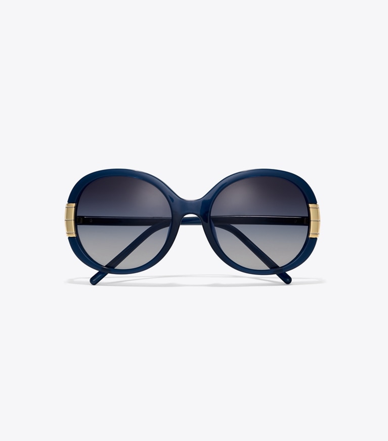 Tory Burch designer sunglasses & eyewear Single T Oval Sunglasses in NAVY front