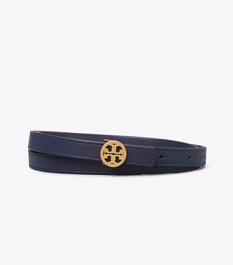 Tory Burch designer belts Skinny Double T Belt in Royal Navy front