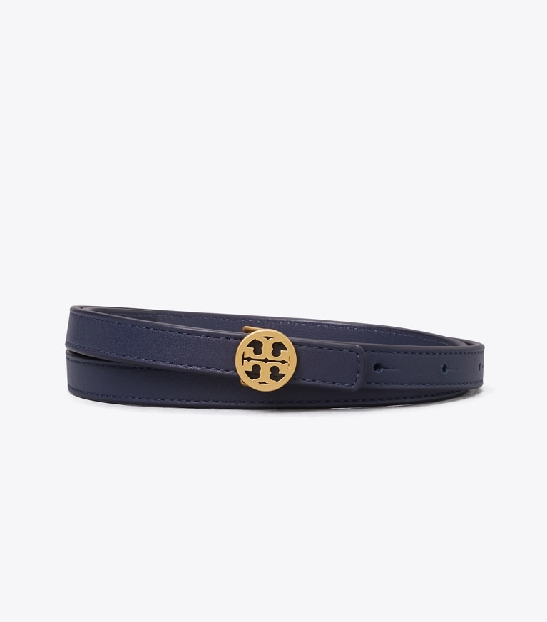 Tory Burch designer belts Skinny Double T Belt in Royal Navy front