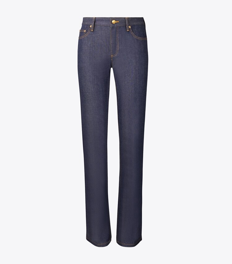 Tory Burch designer unterteile Skinny Jeans aus Baumwolle in Raw/Unwashed front