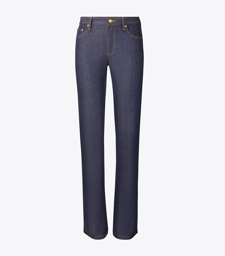 Tory Burch designer unterteile Skinny Jeans aus Baumwolle in Raw/Unwashed front