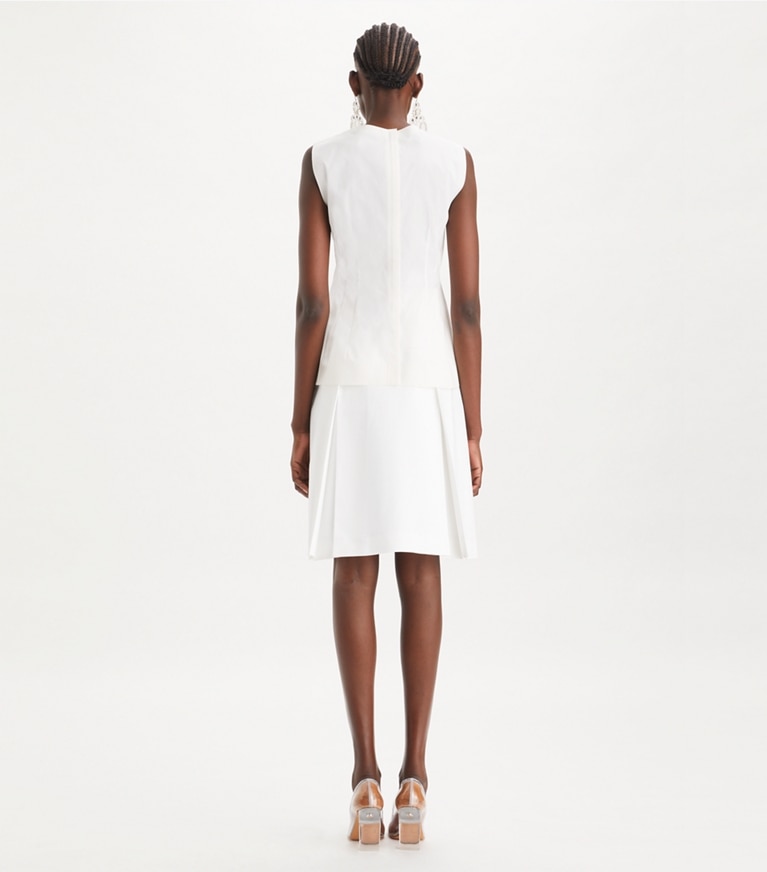 Tory Burch designer tops Sleeveless Cotton Poplin Top in White front