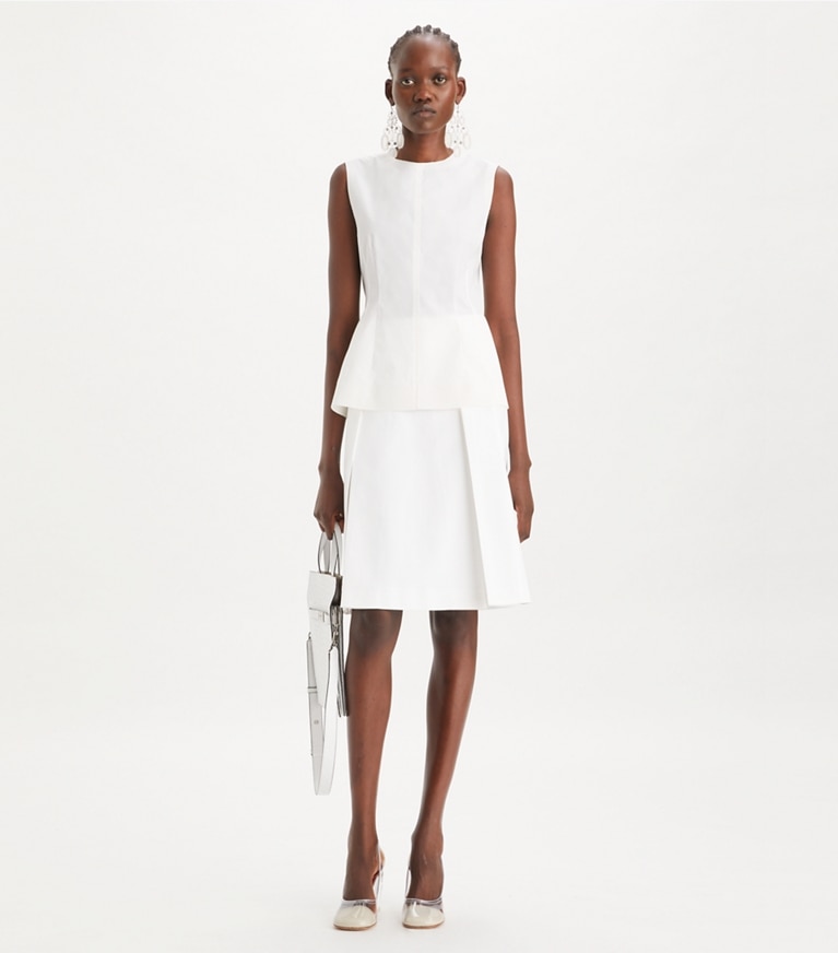 Tory Burch designer tops Sleeveless Cotton Poplin Top in White front