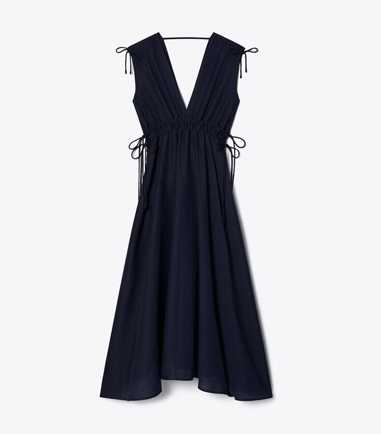 Tory Burch designer coverups Sleeveless Smocked Dress in Medium Navy front