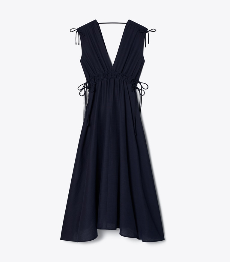 Tory Burch designer coverups Sleeveless Smocked Dress in Medium Navy front