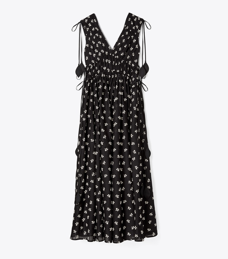 Tory Burch designer dresses Sleeveless Tie Dress in BLACK / NEW IVORY front
