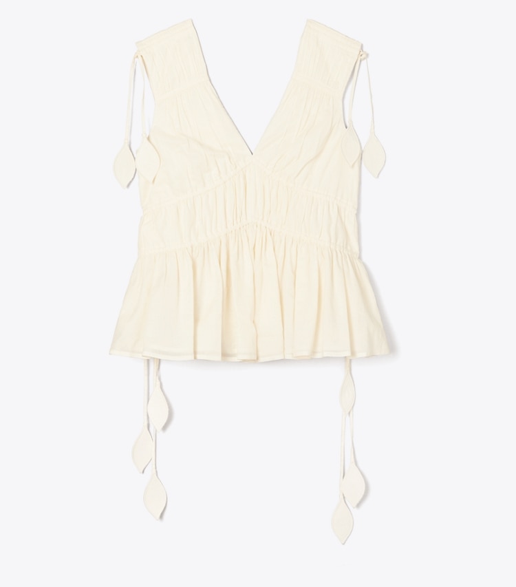 Tory Burch designer tops Sleeveless Tie Top in NEW IVORY front