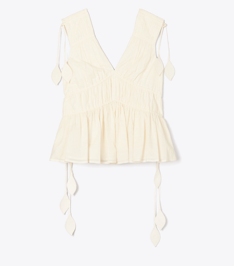 Tory Burch designer tops Sleeveless Tie Top in NEW IVORY front