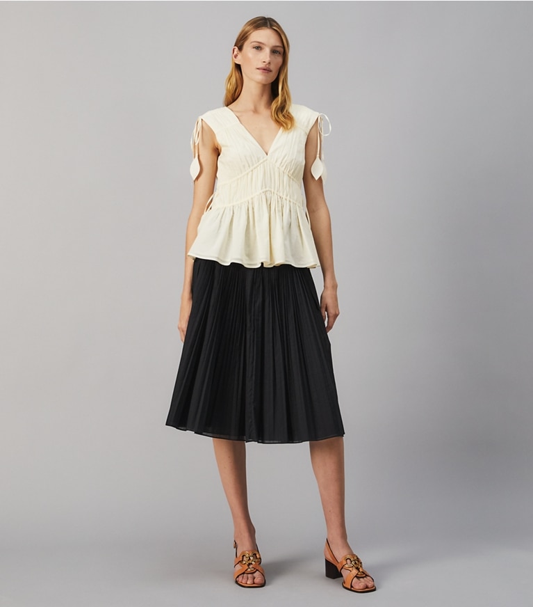 Tory Burch designer tops Sleeveless Tie Top in NEW IVORY front