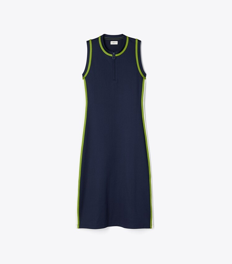 Tory Sport designer dresses Sleeveless Track Dress in Tory Navy / New Ivory front