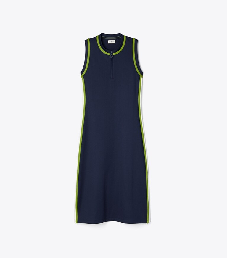 Tory Sport designer dresses Sleeveless Track Dress in Tory Navy / New Ivory front