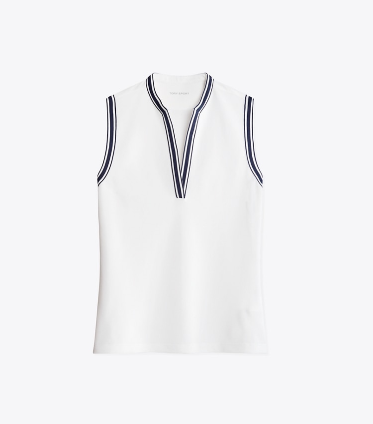 Tory Sport designer tops Sleeveless Tunic Top in Snow White front