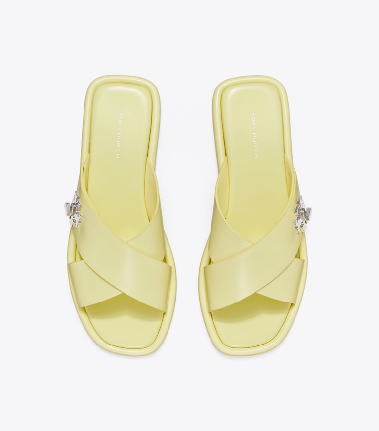 Tory Burch designer sandalen Slide mit Drehverschluss in Frozen Zest angle