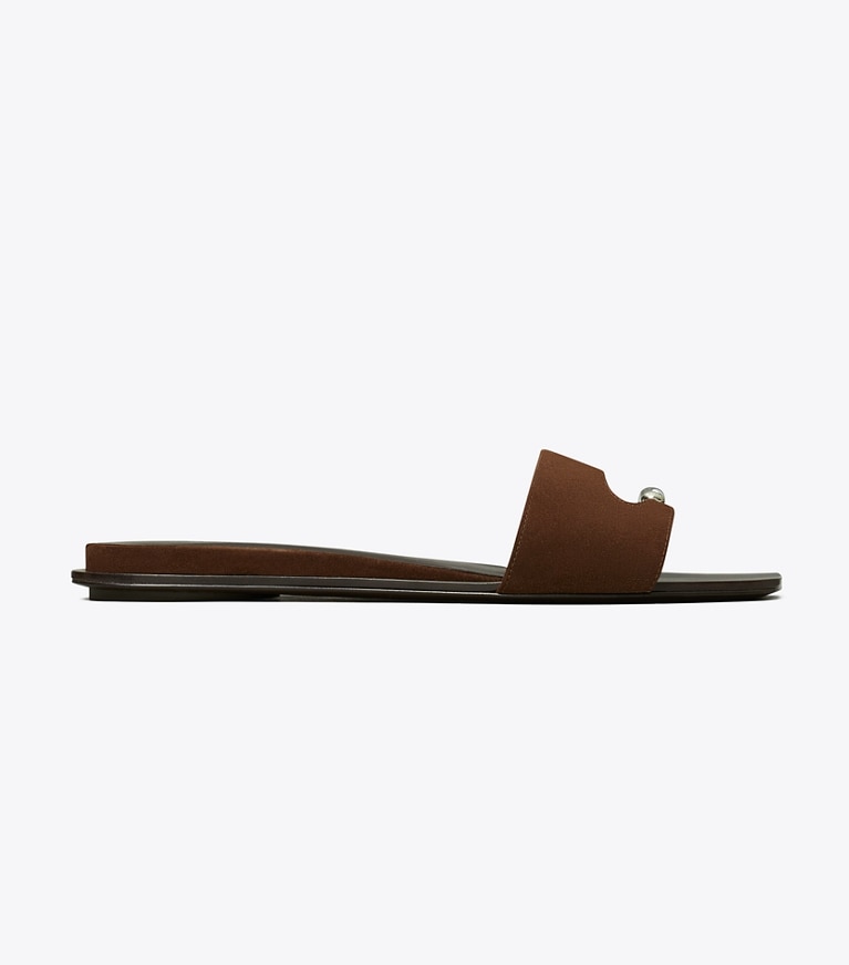 Tory Burch designer sandalen Slide mit Piercingdetail in DARK COCOA side