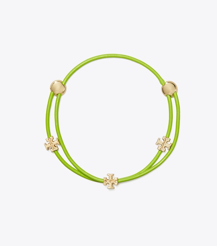 Tory Burch designer bracelets Slider Bracelet in Tory Gold / Green front