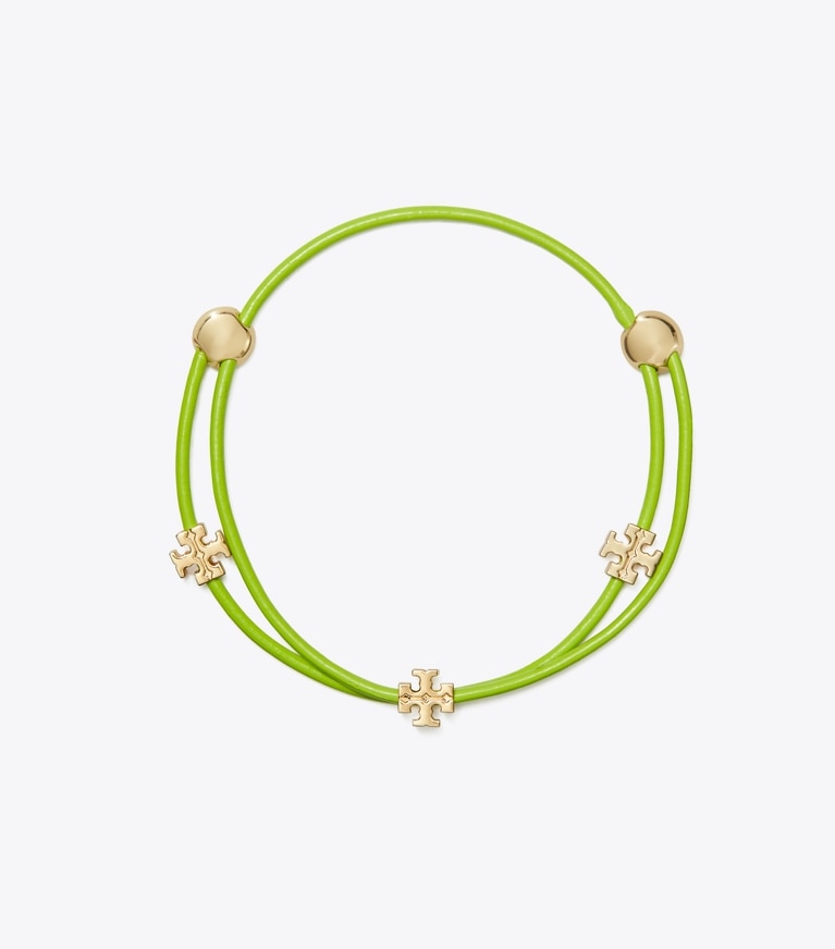 Tory Burch designer bracelets Slider Bracelet in Tory Gold / Green front