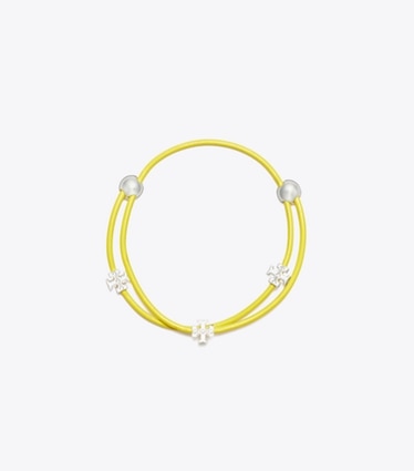 Tory Burch designer armbänder Slider Bracelet in Light Silver / Yellow front