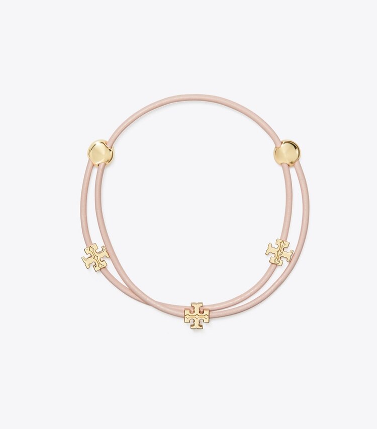 Tory Burch designer bracelets Slider Bracelet in Tory Gold / Pink front